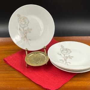 Vintage Rosenthal Continental Bread Plates in Classic Rose Pattern, Set of 4, Designed by Raymond Loewy, 1961 - 1977