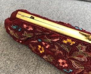 ヴィンテージ モイナ ビーズ シルク クラッチ ハンドバッグ
