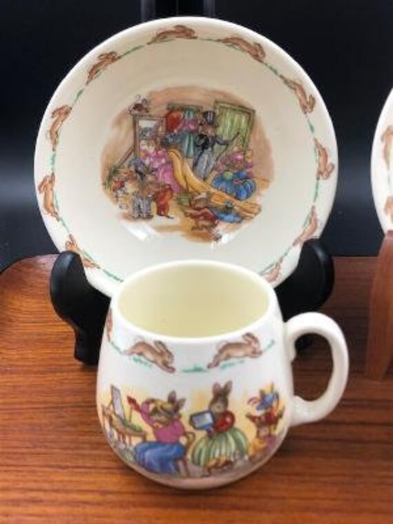 Vintage Royal Doulton Bunnykins Child Set, Includes 2 Coupe Cereal