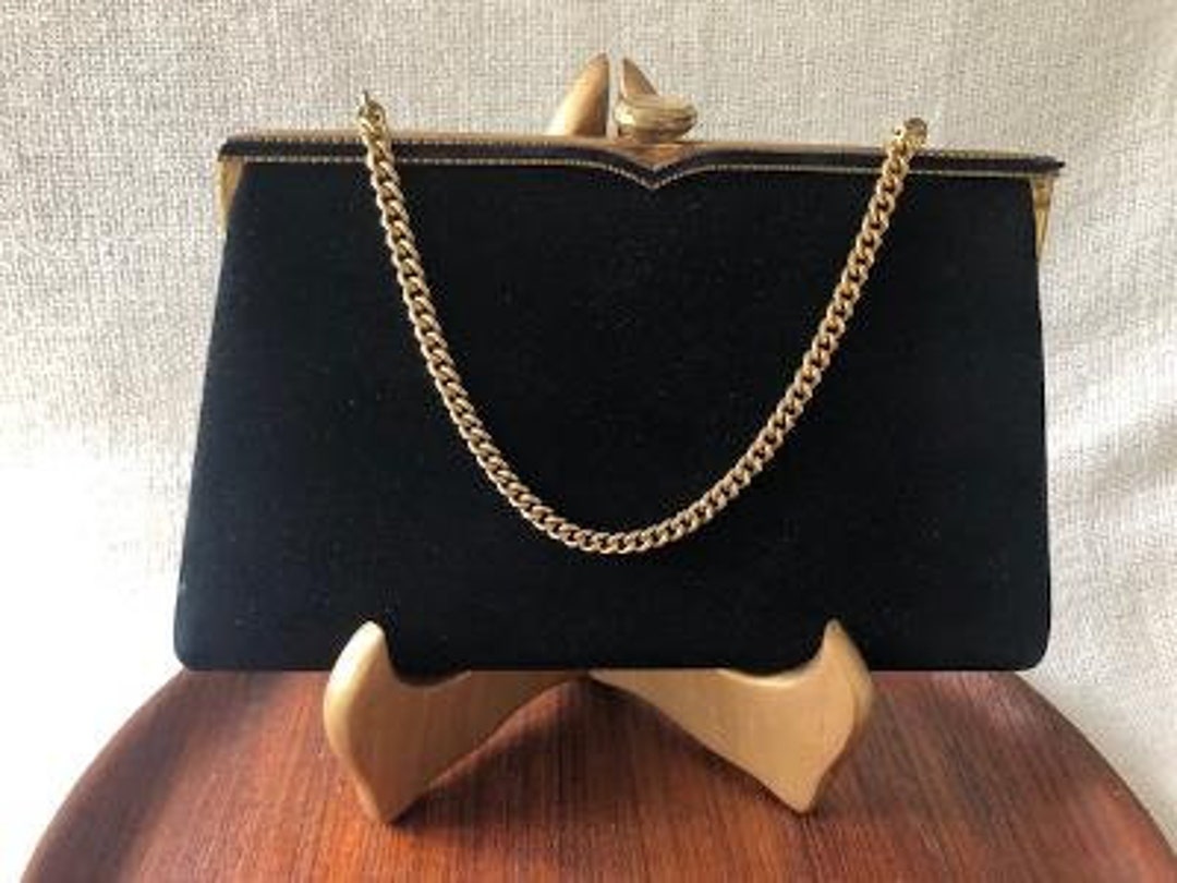 Vintage Black Patent Leather Handbag by Coblentz. 1950s Sustainable Fa