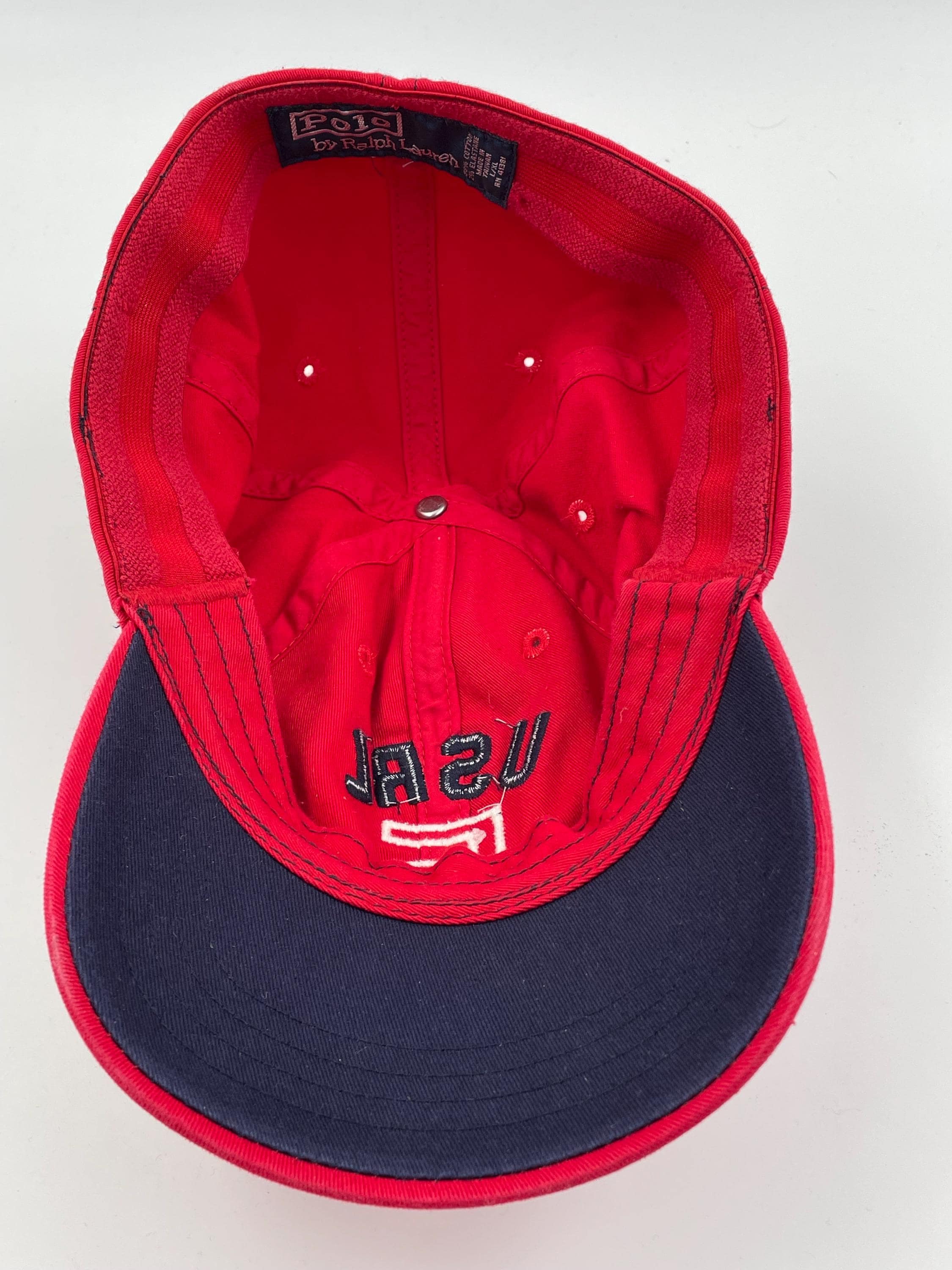 Vintage Polo Ralph Lauren Baseball Cap, Men's, Red Cotton With