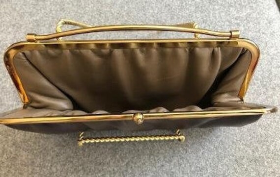 Vintage Mid Century Brown Leather Clutch with Ele… - image 3