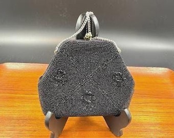 ヴィンテージ イタリア製 ブラック ビーズ ハンドバッグ - Etsy 日本