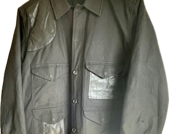 1990's Vintage Ralph Lauren Polo Men's Black Leather Car Coat