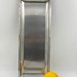 Vintage Stelton Stainless Steel Oblong Serving Tray, Mid Century Modern Long Rectangular Tray , Denmark