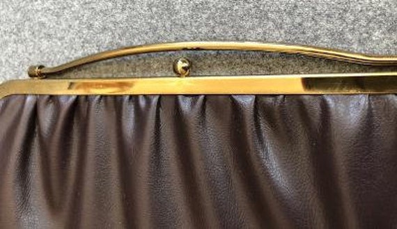 Vintage Mid Century Brown Leather Clutch with Ele… - image 8