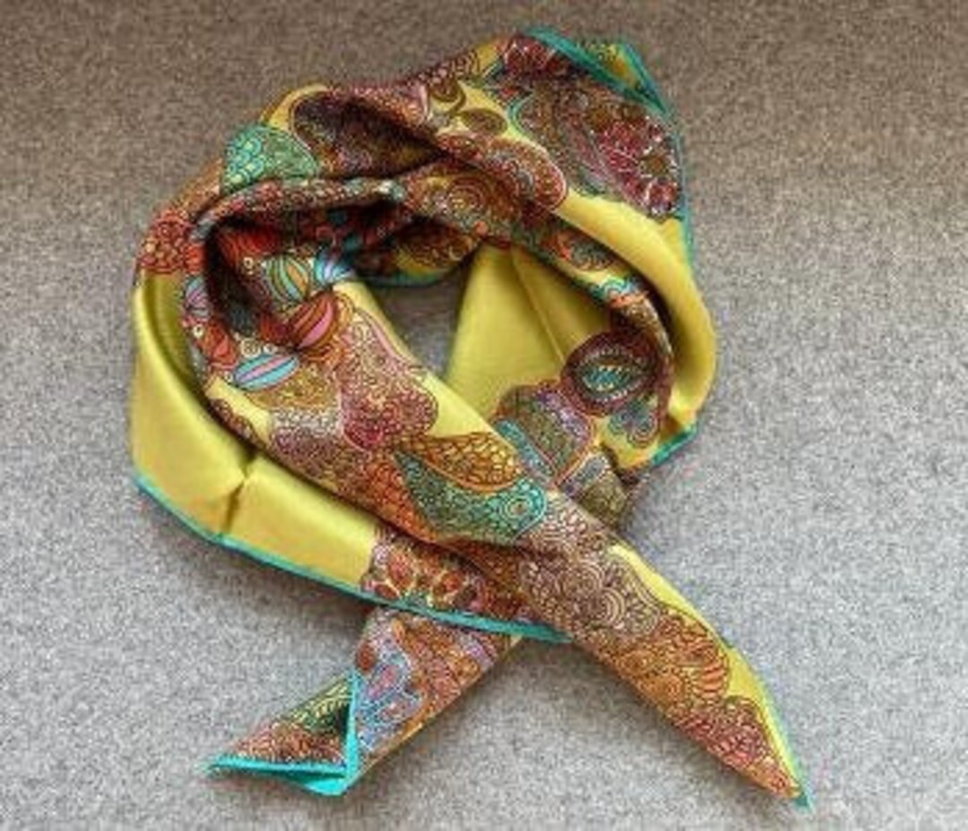 Vintage Mid Century Scarf, Mod Psychedelic Butterfly Pattern
