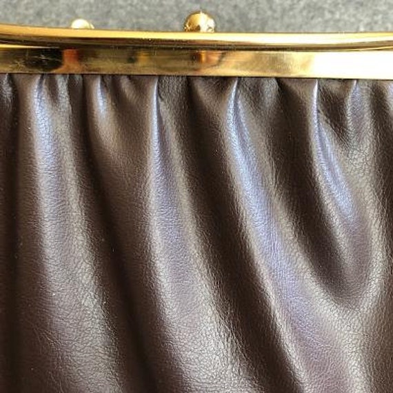 Vintage Mid Century Brown Leather Clutch with Ele… - image 7