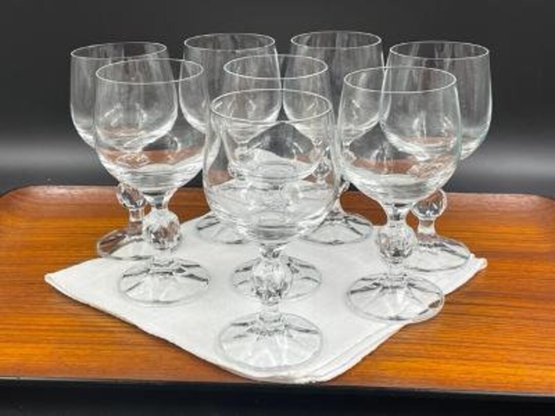 Vintage Bohemia Crystal Wine Glasses, 5.75 Inches Height, Ball Stem and
