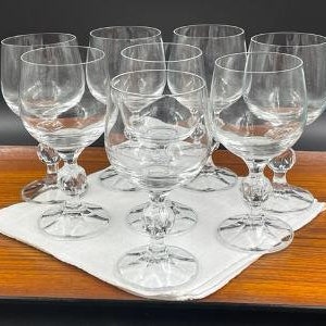 Vintage Bohemia Crystal Wine Glasses, 5.75 Inches Height, Ball