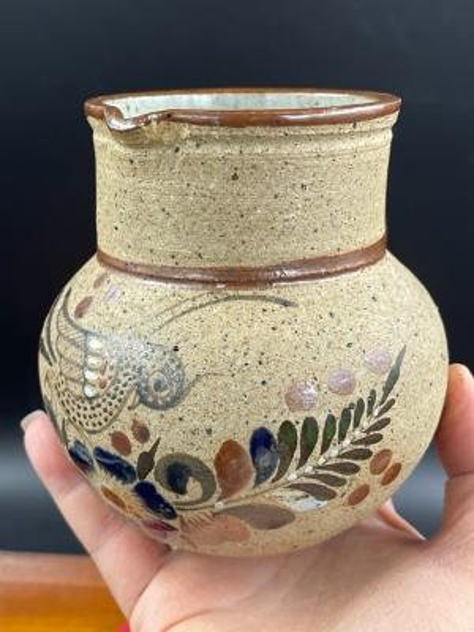Vintage Tonala Pottery Small Pitcher Bud Vase Hand Painted - Etsy