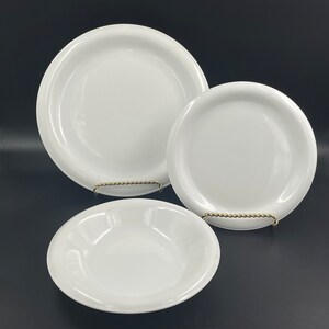 Thomas by Rosenthal Corda White Dinnerware, 3 Piece Set Includes Dinner Plate, Salad Plate & Coupe Soup Bowl, 1983 - 1991, Made in Germany