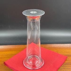 Vintage Ralph Lauren Crystal and Metal Candleholder, Ella Pattern, 9.25 inches in Height, Etched Logo on Bottom