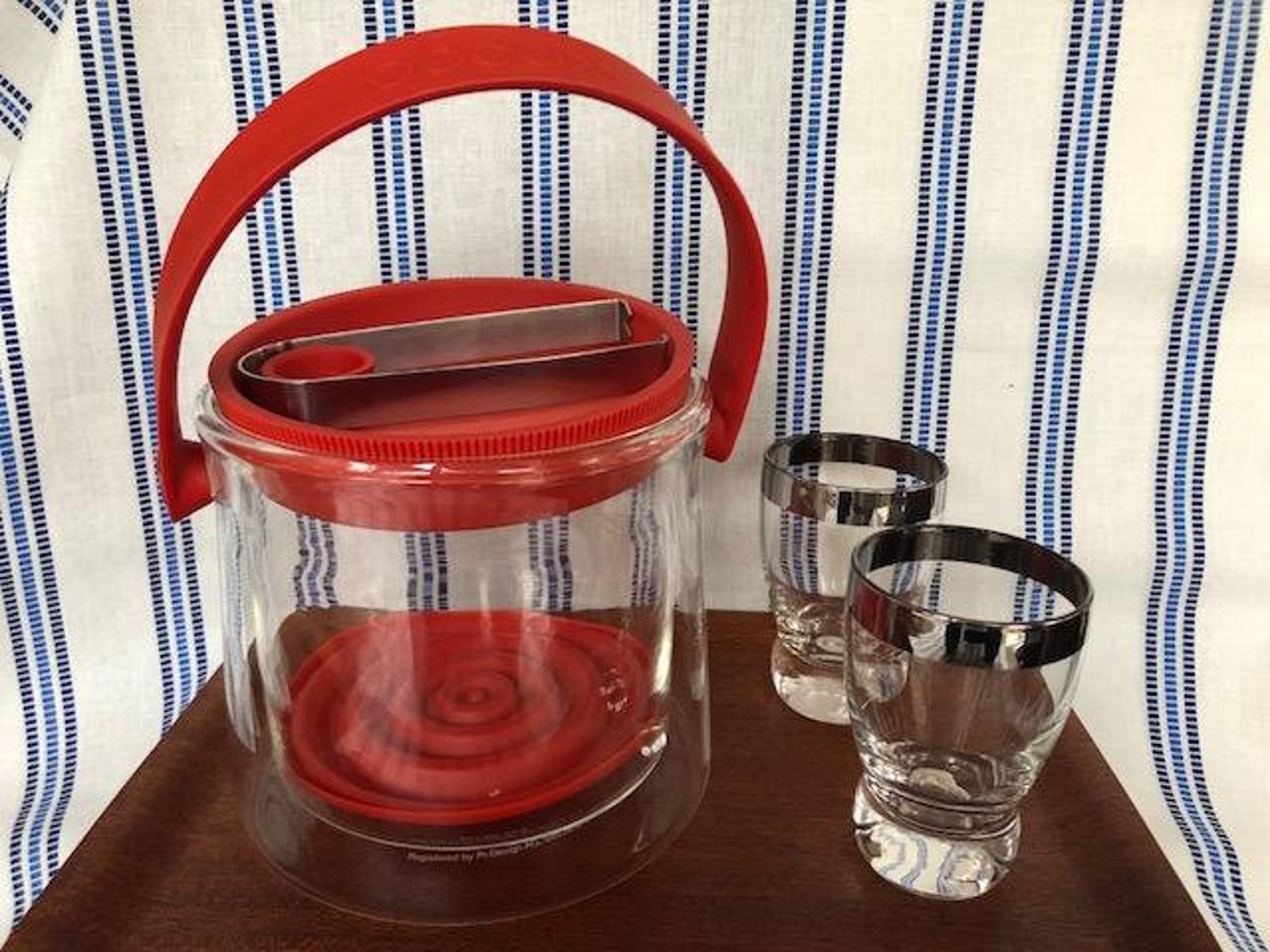 Vintage Bodum Cool Ice Bucket Red Double Wall Glass Modern Etsy