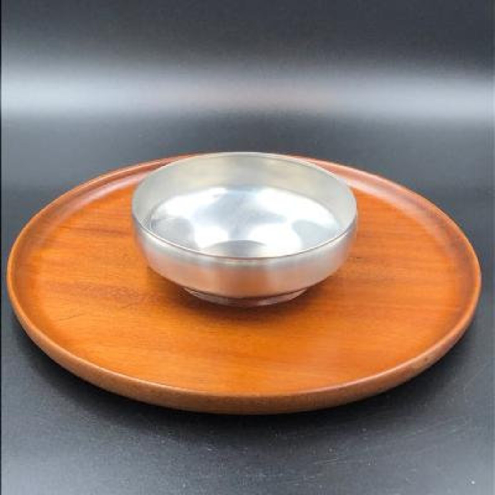 Mid Mod Chip and Dip Platter Wood and Stainless Steel by Etsy