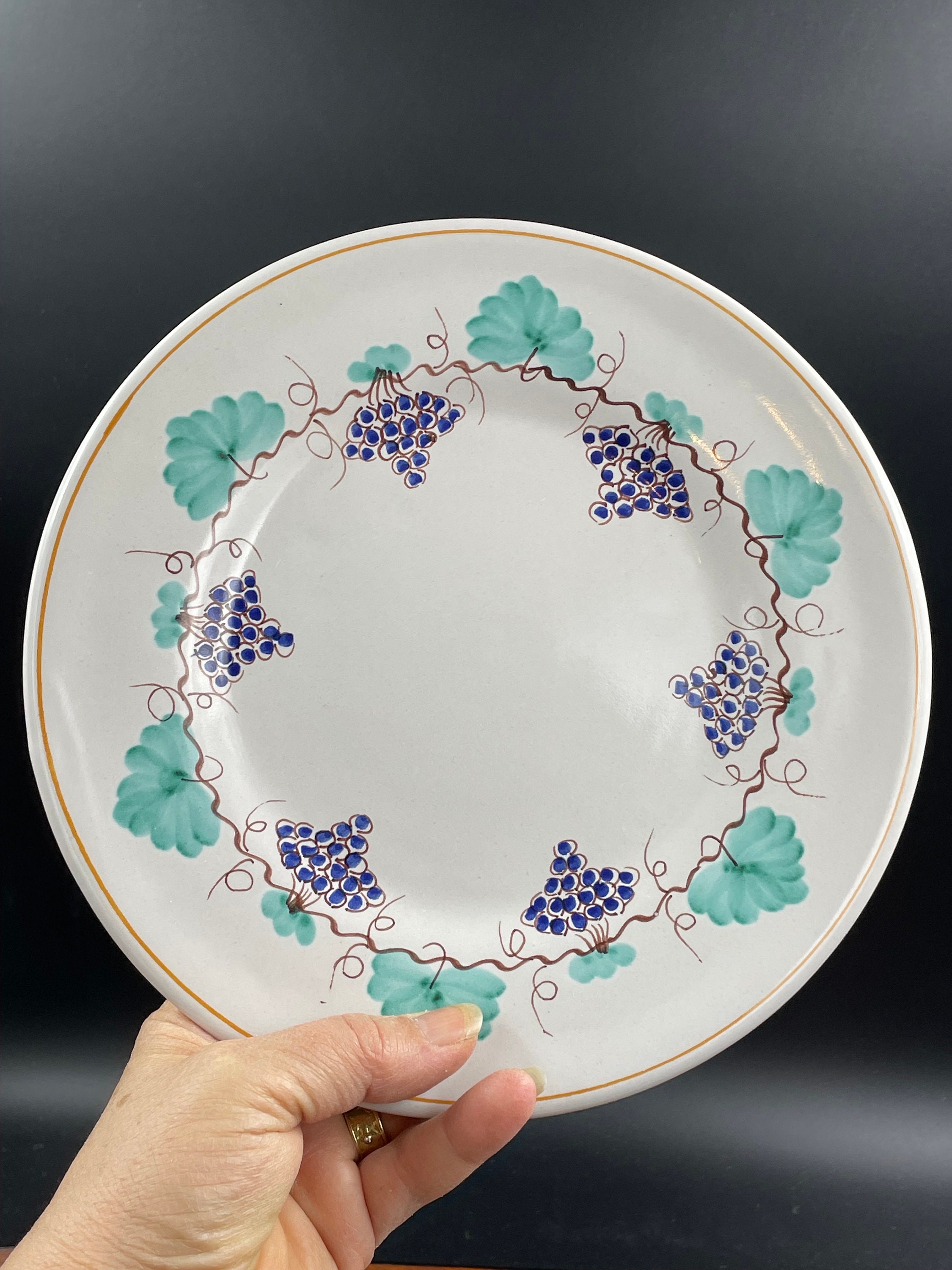 Vintage Italian Plate Signed RIFA Vietri, Hand Painted Ceramic