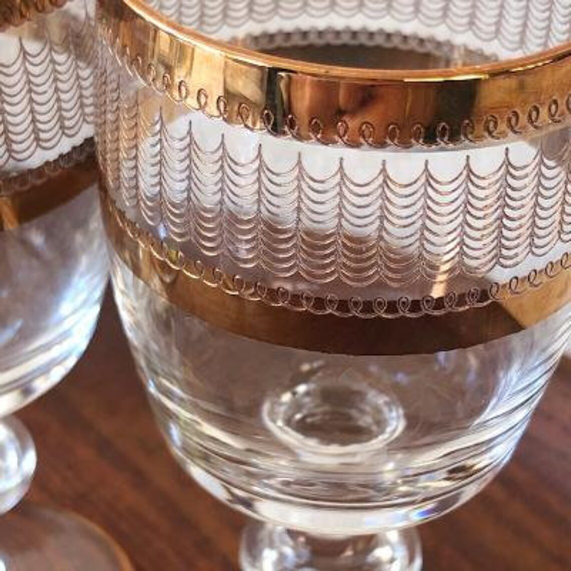 Vintage Bohemia Crystal Cordial Glasses Set of 6 24K Gold Etsy