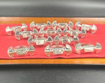 Vintage Silver Plate Napkin Rings, Set of 12, Elegant Style, Solid and Heavy Pieces, Look like Wrapped Candy, Holiday Tableware
