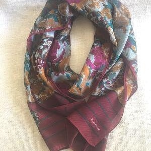 Vintage Evan Picone Silk Scarf, Beautiful Jewel Colors, Rectangular 53  by 10 Inches, Large Paisley Design, Hand Rolled, 1980s