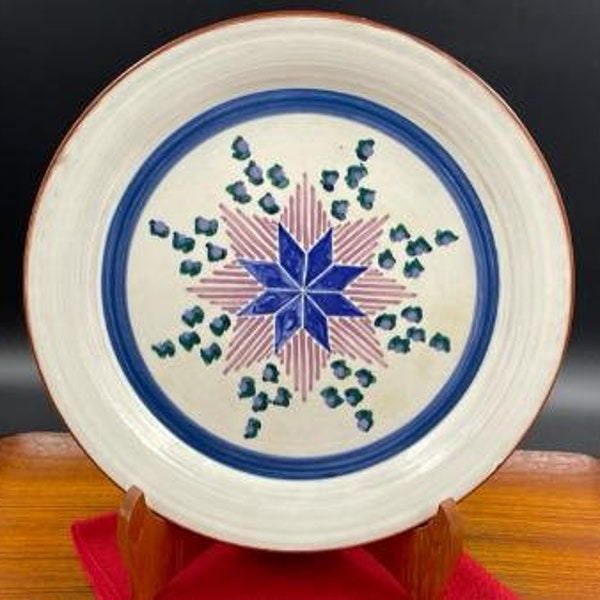 Vintage Tiffany & Co Dinner Plate by Lynn Duryea, Redware Ceramic, Quilt Pattern, 1980s, Exclusive for Tiffany's, RARE