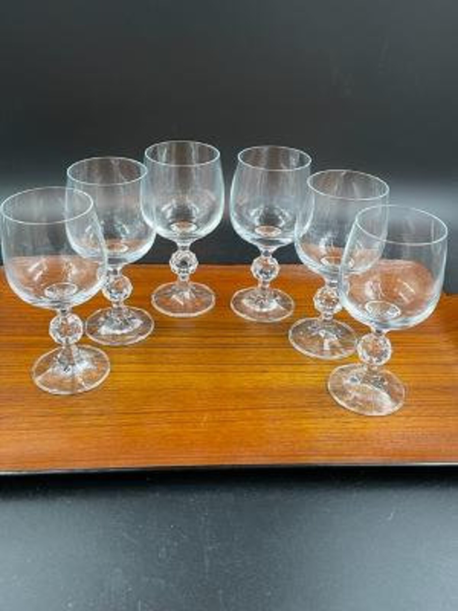 Vintage Bohemia Crystal Wine Glasses Ball Stem and Faceted Etsy