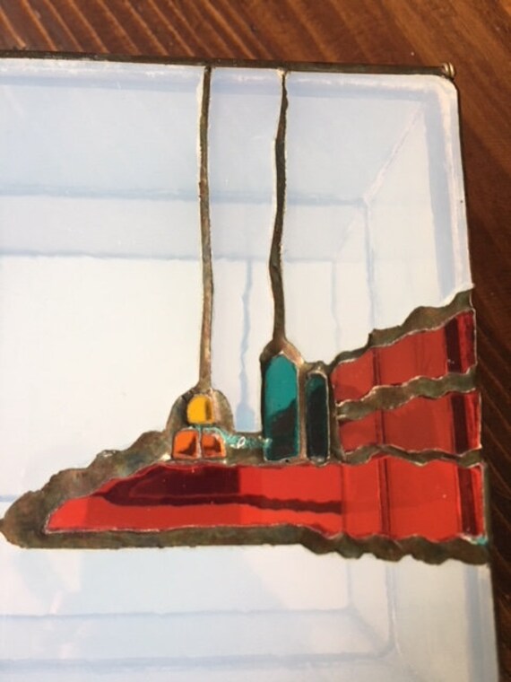 Vintage Stained Glass and Copper Jewelry Box, Keepsak… Gem