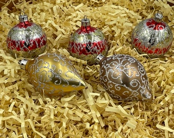 Vintage Christmas Ornaments - Assortment -set of 8, Mid Century