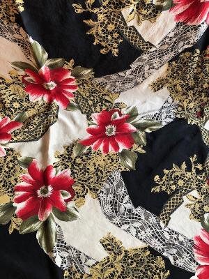 Foulard Châle En Soie Vintage - 120cm X 120cm, Couleur Mauve Et Blanc, Occasion Très Bon état