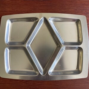 Vintage Stelton Stainless Steel Divided Platter, Serving Tray, Mid Century Modern Tableware, Scandinavian Design, Danish Modern