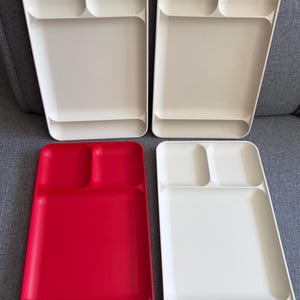 Vintage Tupperware Divided Meal Trays, Set of 4, Stackable for Easy Storage, Kids Lunches, Poolside and Camping