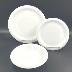 Thomas by Rosenthal Corda White Dinnerware, 3 Piece Set Includes Dinner Plate, Salad Plate & Coupe Soup Bowl, 1983 - 1991, Made in Germany
