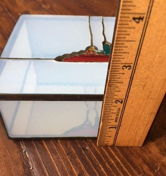 Vintage Stained Glass and Copper Jewelry Box, Keepsak… Gem