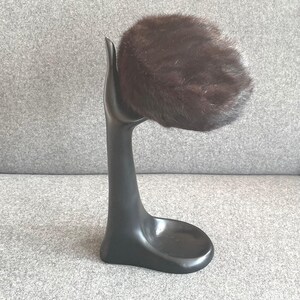 Mid Century Vintage Mink Pillbox Hat, Rich Natural Dark  display picture 2