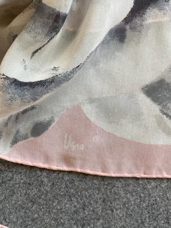 Vintage Vera Neumann Silk Chiffon Scarf, Pink and… - image 2