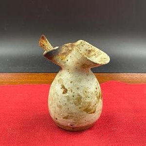 Vintage Art Pottery Oil Lamp, Oil Candle, Hand Thrown, Speckled Mottled Glaze, Beautiful Organic Shape, Approximately 4 Inches in Height