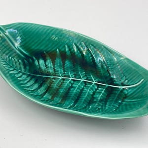 Vintage Wedgwood Green Glaze Celery Dish, 11&quot; Oblong Dish with Fern Pattern, Marked Wedgwood of Etruria and Barleston, Made in England