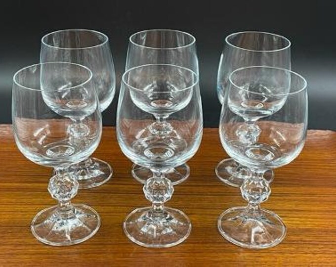Vintage Bohemia Crystal Wine Glasses, 5.75 Inches Height, Ball Stem and