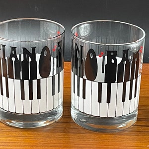 Vintage Piano Bar Cocktail Glasses by Cera Glass, Lowball Glasses, Rocks Glasses, Set of 2, 1970s
