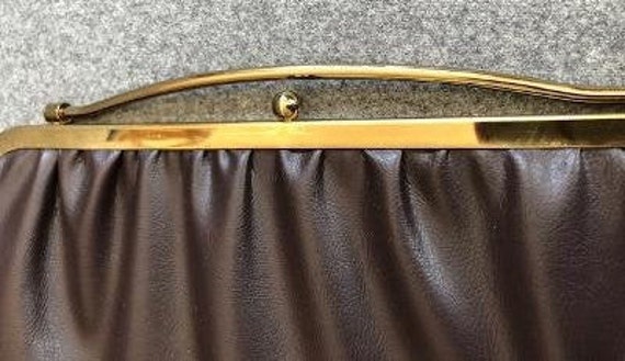 Vintage Mid Century Brown Leather Clutch with Ele… - image 2