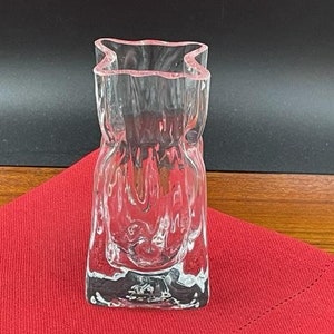 Vintage Brutalist Glass Vase Designed by Renate Stock, Brutalist Form, SEA Glasbruk Sweden, Rare, Scandinavian Modern, 1980s