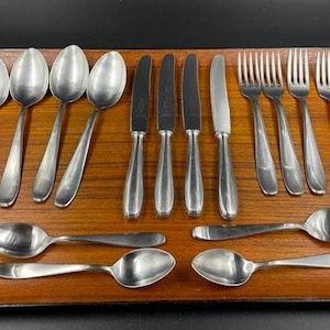 Mid Century Modern German Stainless Steel Flatware Set, 4 Piece Setting for 4 People, 1960s to 1970s