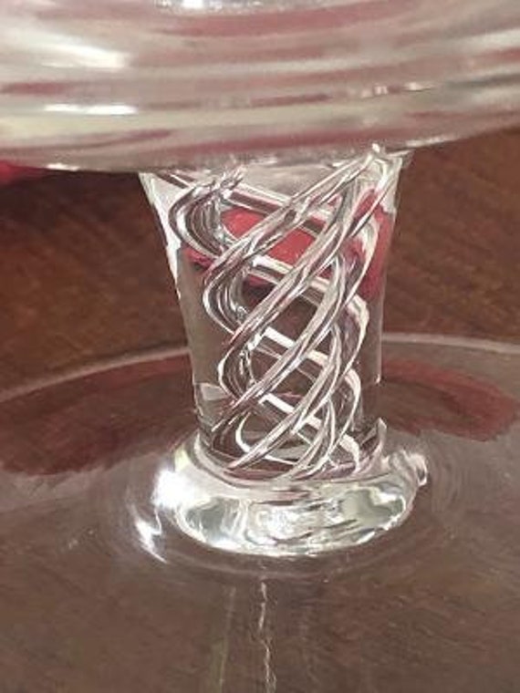 Vintage Etched Crystal Brandy Glasses or Snifters With Air Twist