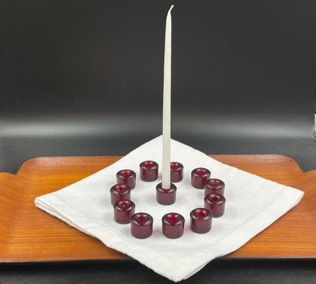 Vintage Pottery Barn Ruby Red Glass Mini Taper Candle Holders Etsy