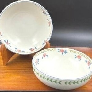 Vintage Mikasa Soup Cereal Bowls In Rose Parade Pattern, Set of 2, Floral Border, Stoneware, 1995 to 1999, Fashion Plate Line