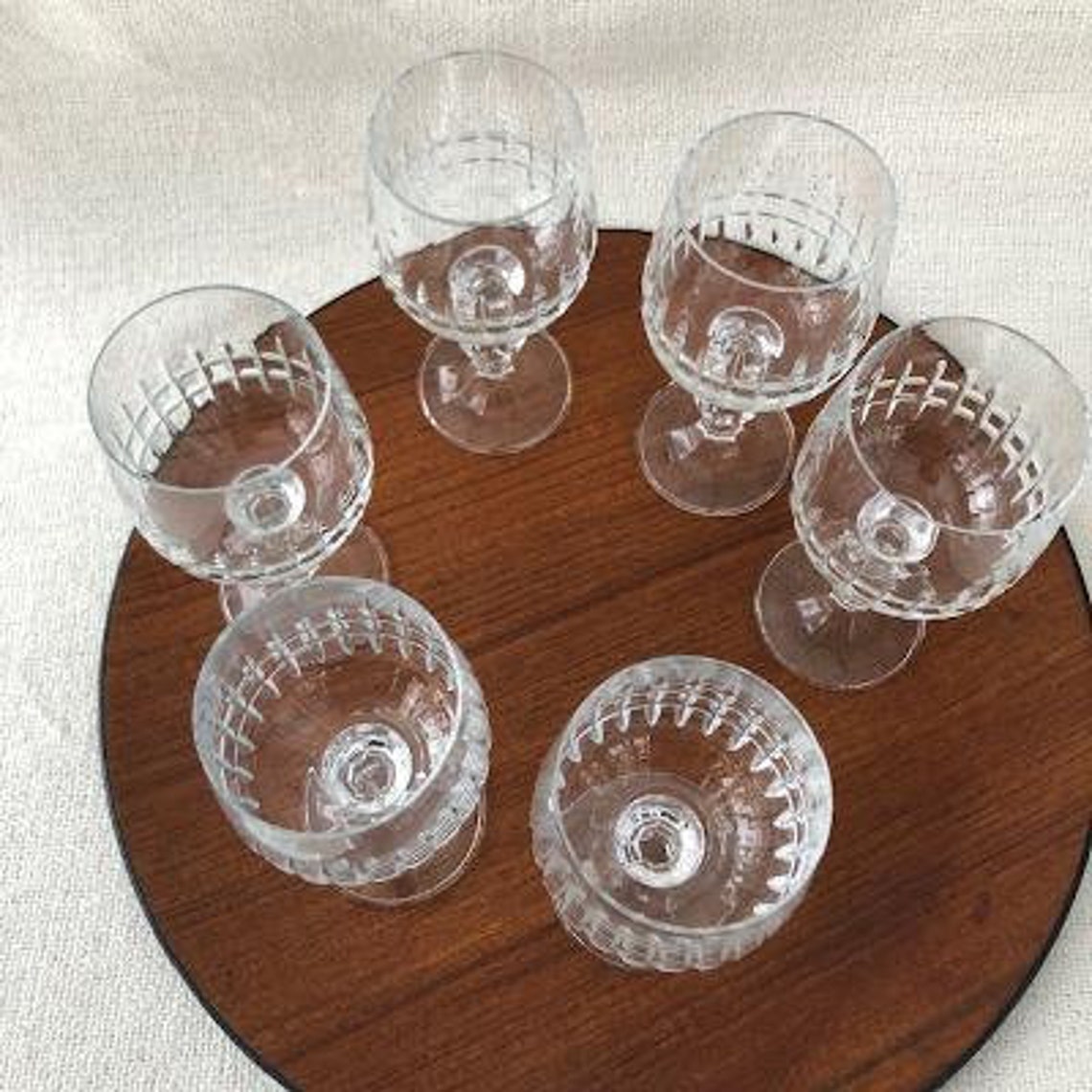 Vintage Set of 6 Wine Glasses with Ball Stem and Faceted Foot Etsy