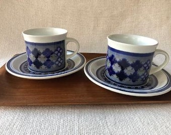 Vintage Royal Doulton Set of Two Cups and Saucers, Tangier Pattern, 1970s