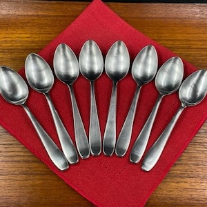 Mid Century Modern German Stainless Steel Set of 8 Teaspoons or Dessert Spoons, 1960s to 1970s