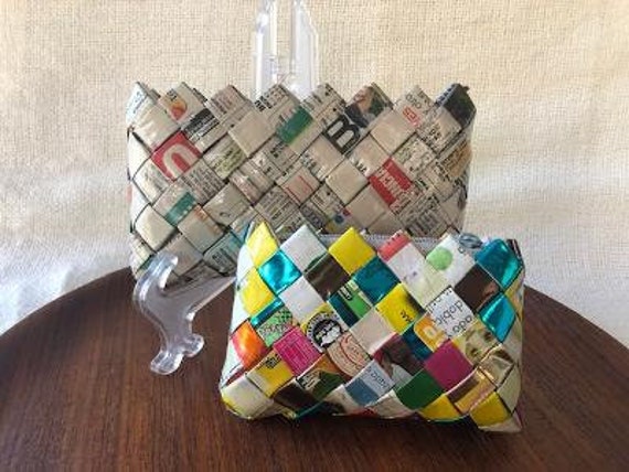 Woven cheap paper purse