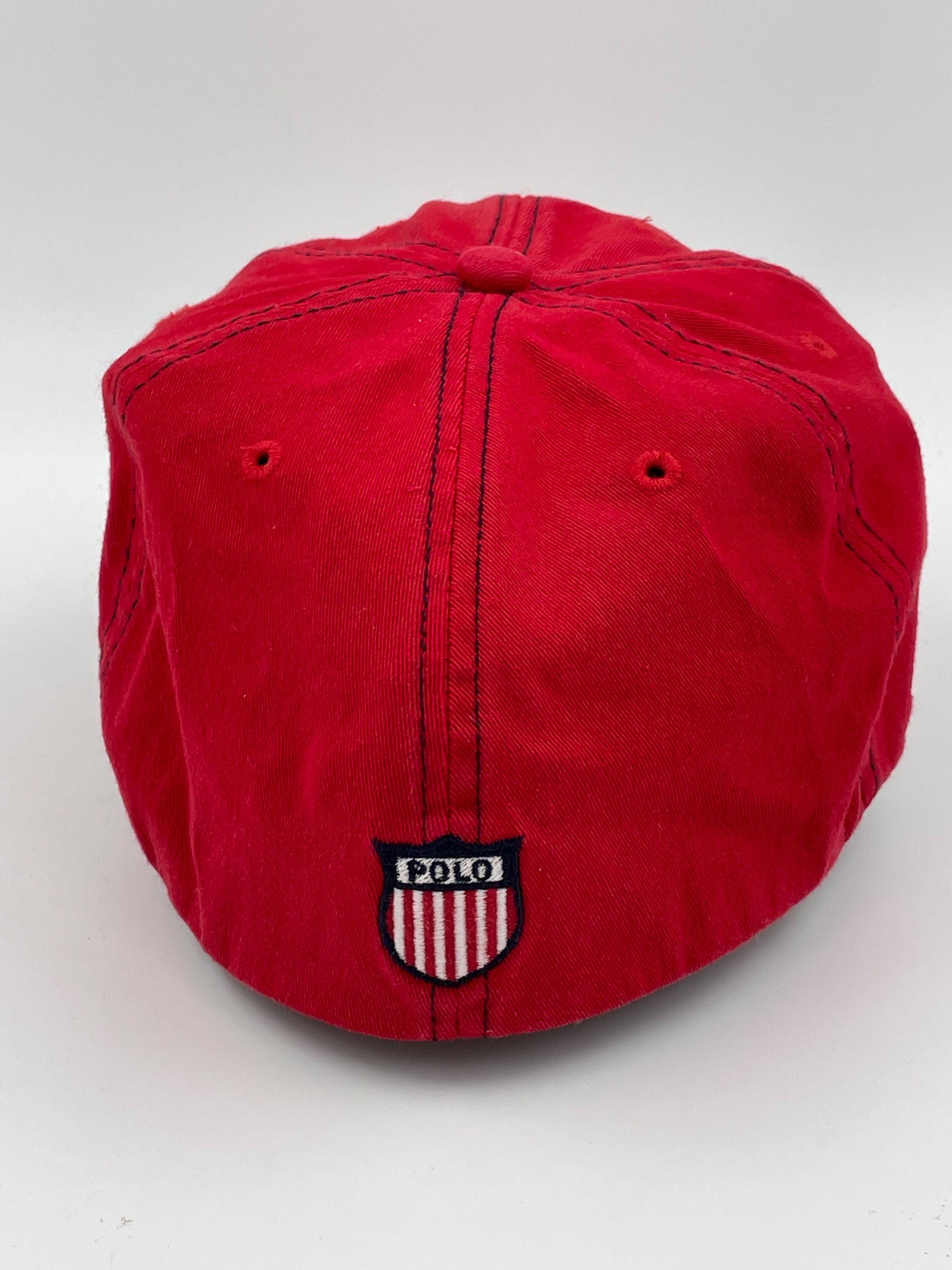 Vintage Polo Ralph Lauren Baseball Cap, Men's, Red Cotton With