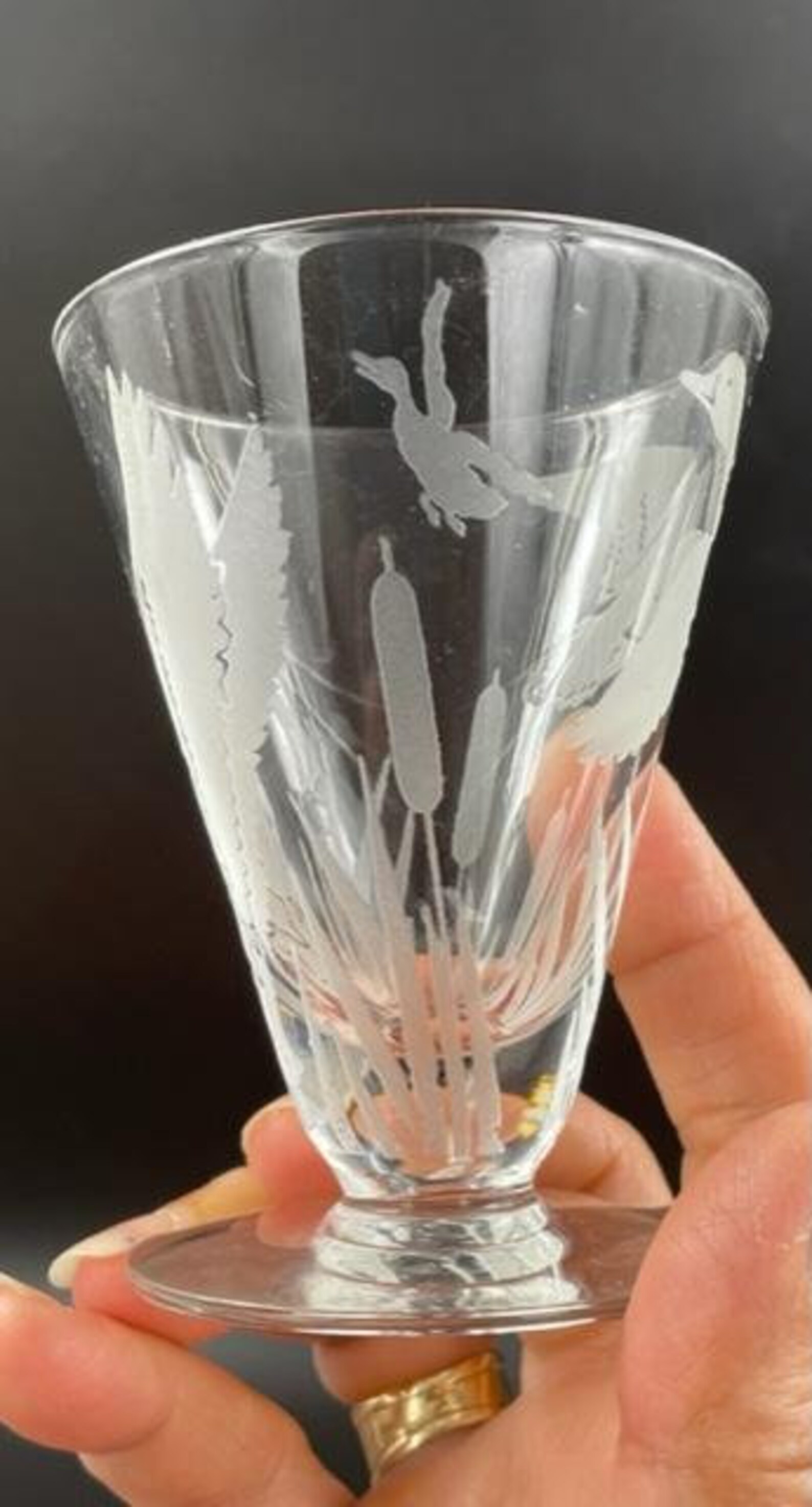 Vintage Etched Footed Cocktail Glasses Set of 4 Ducks in Etsy